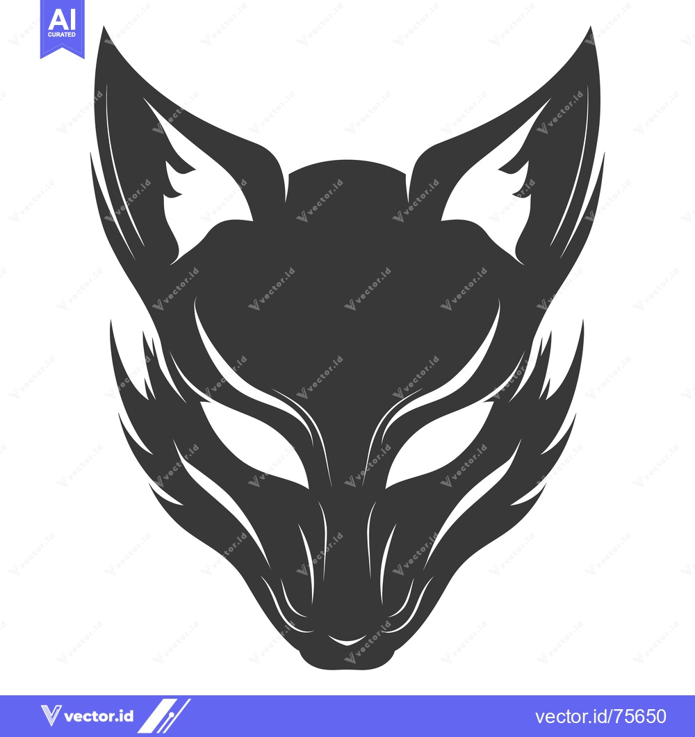 Premium Vector dari Stylized Black and White Fox Mask Design
