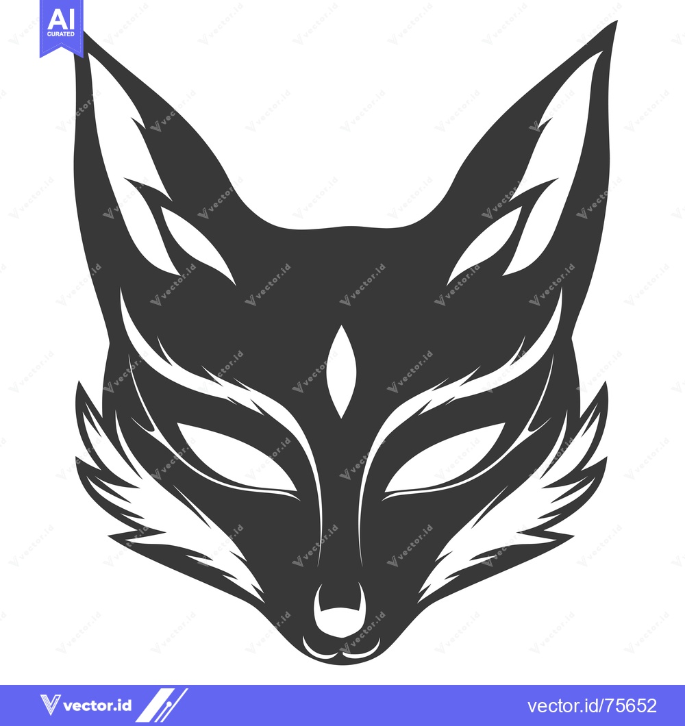 Premium Vector of Stylized Black and White Fox Mask Illustration