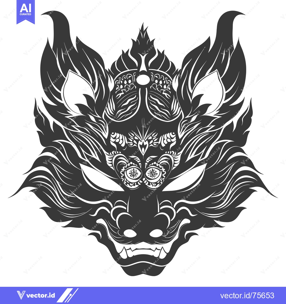 Premium Vector of Detailed black and white illustration of a snarling mythical creature