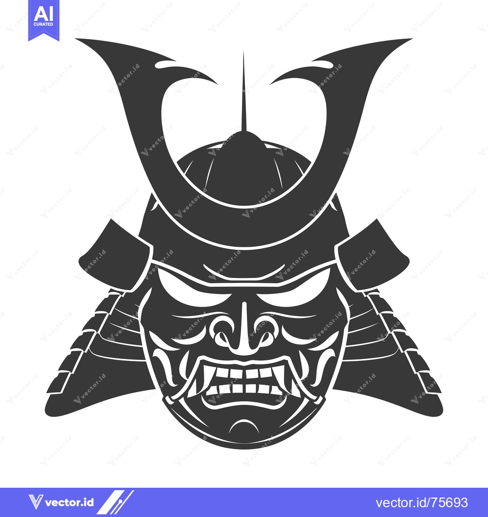 Premium Vector of A detailed illustration of a menacing samurai helmet and face mask