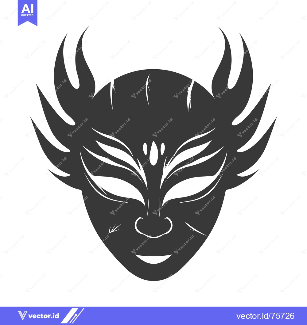 Premium Vector of A black and white illustration of a masquerade mask with ornate detail