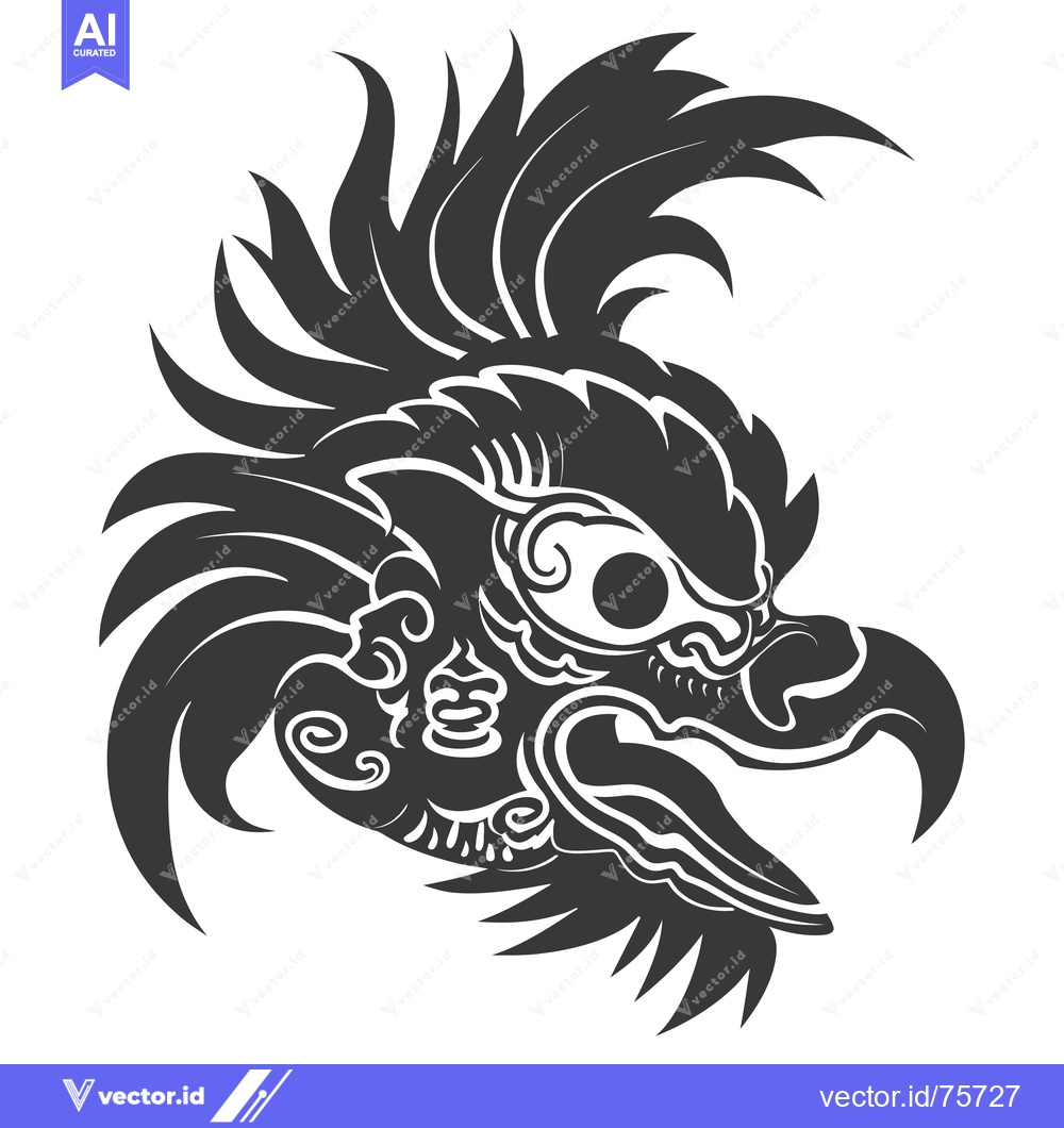Premium Vector dari Stylized Black and White Illustration of a Bird's Head