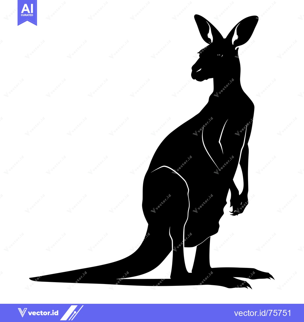 Premium Vector of Silhouette of a Kangaroo Standing with Its Tail Extended