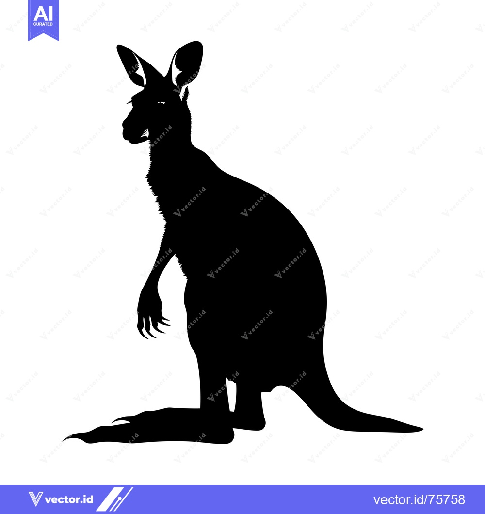 Premium Vector dari Black Silhouette of a Kangaroo Standing Tall