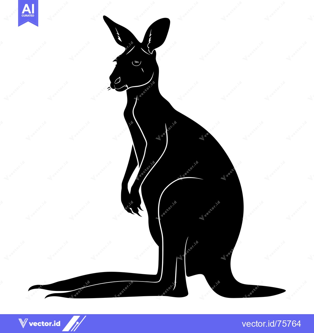 Premium Vector of Black Silhouette of a Sitting Kangaroo