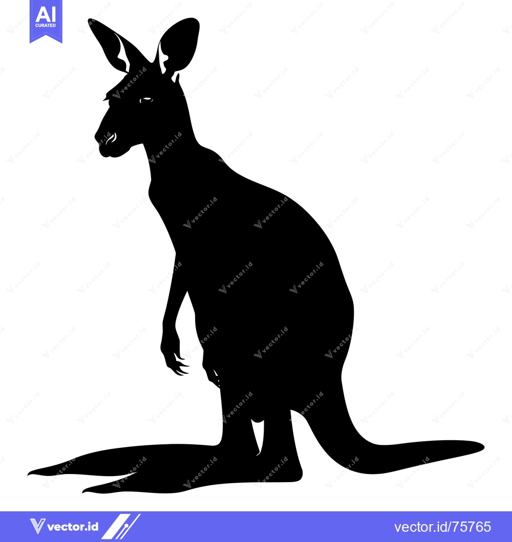 Premium Vector dari Black Silhouette of a Standing Kangaroo