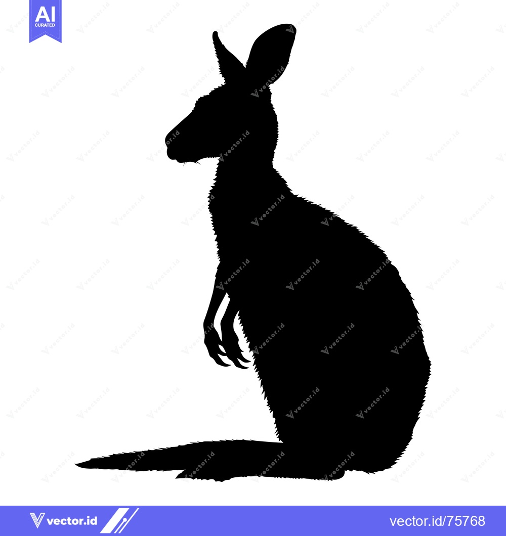 Premium Vector of Black Silhouette of a Sitting Kangaroo
