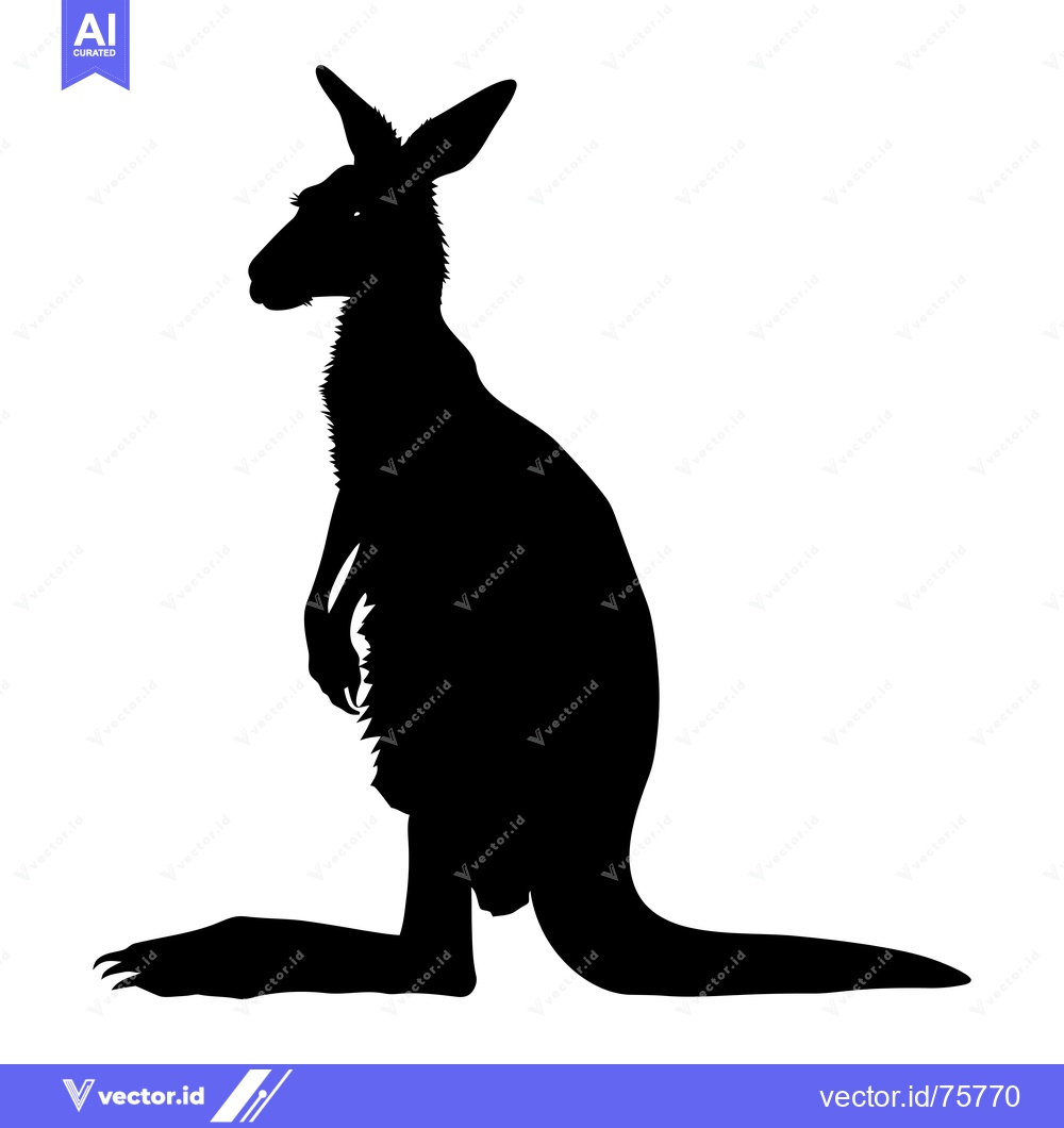 Premium Vector dari Black Silhouette of a Standing Kangaroo