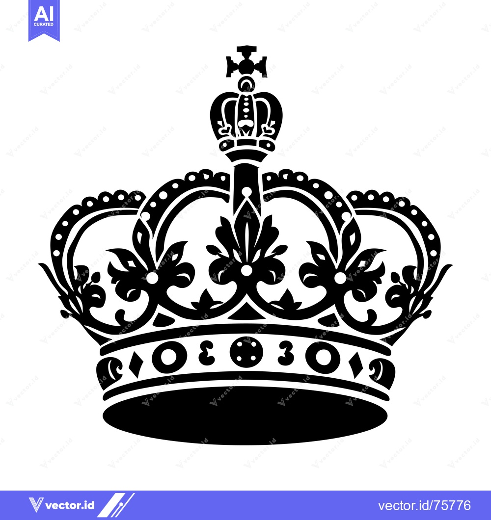 Premium Vector of Ornate Black and White Crown with Floral Accents