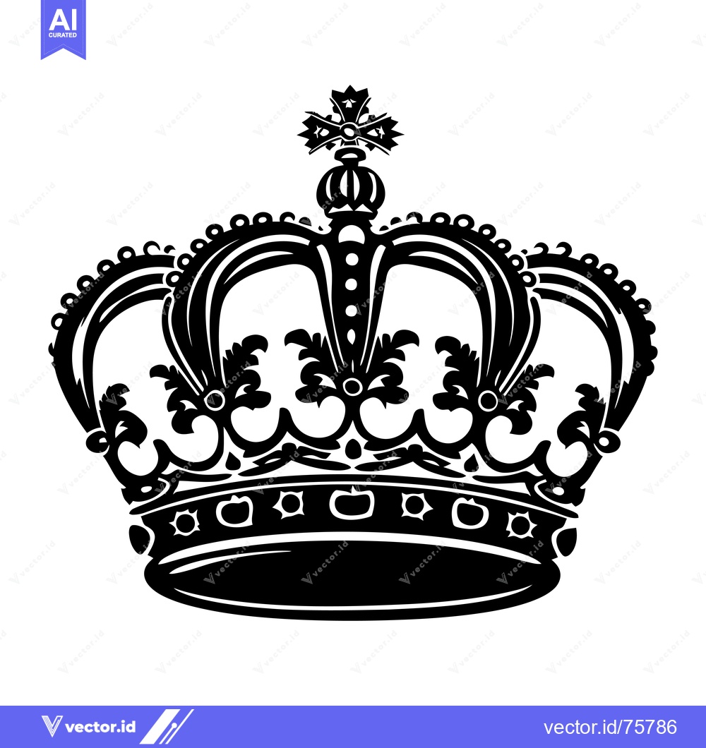 Premium Vector dari Ornate Black and White Crown with a Cross on Top