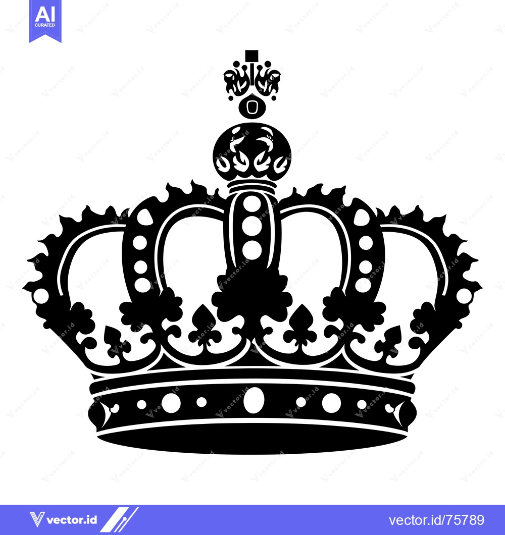 Premium Vector of A black and white illustration of a royal crown