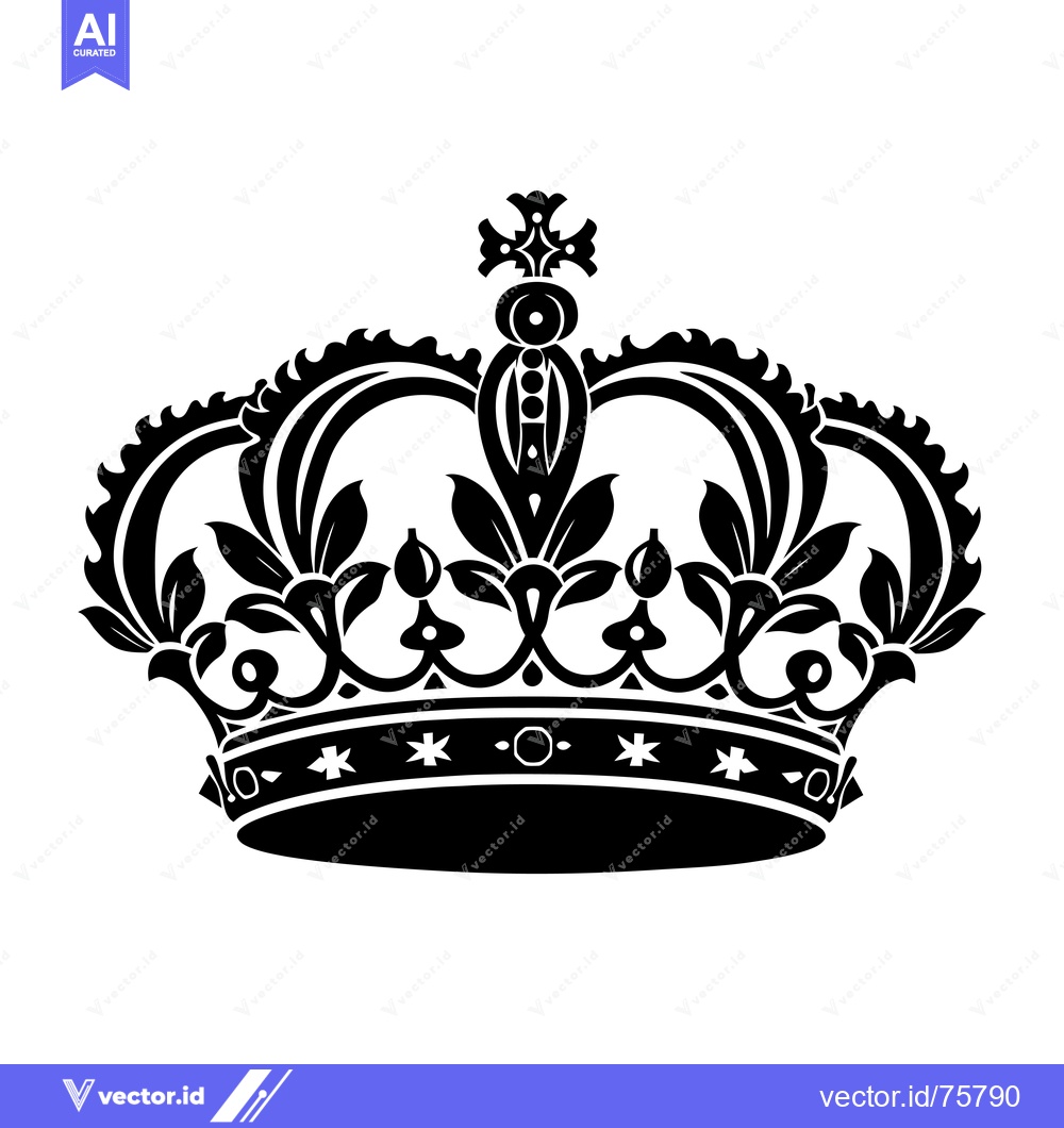 Premium Vector of Ornate Black and White Crown with Floral Details