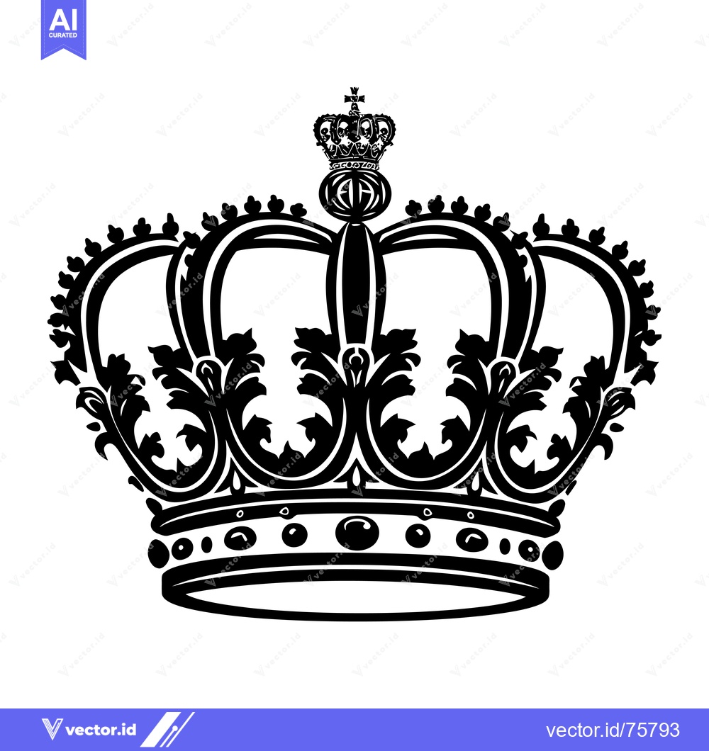 Premium Vector of Black and White Ornate Crown Illustration