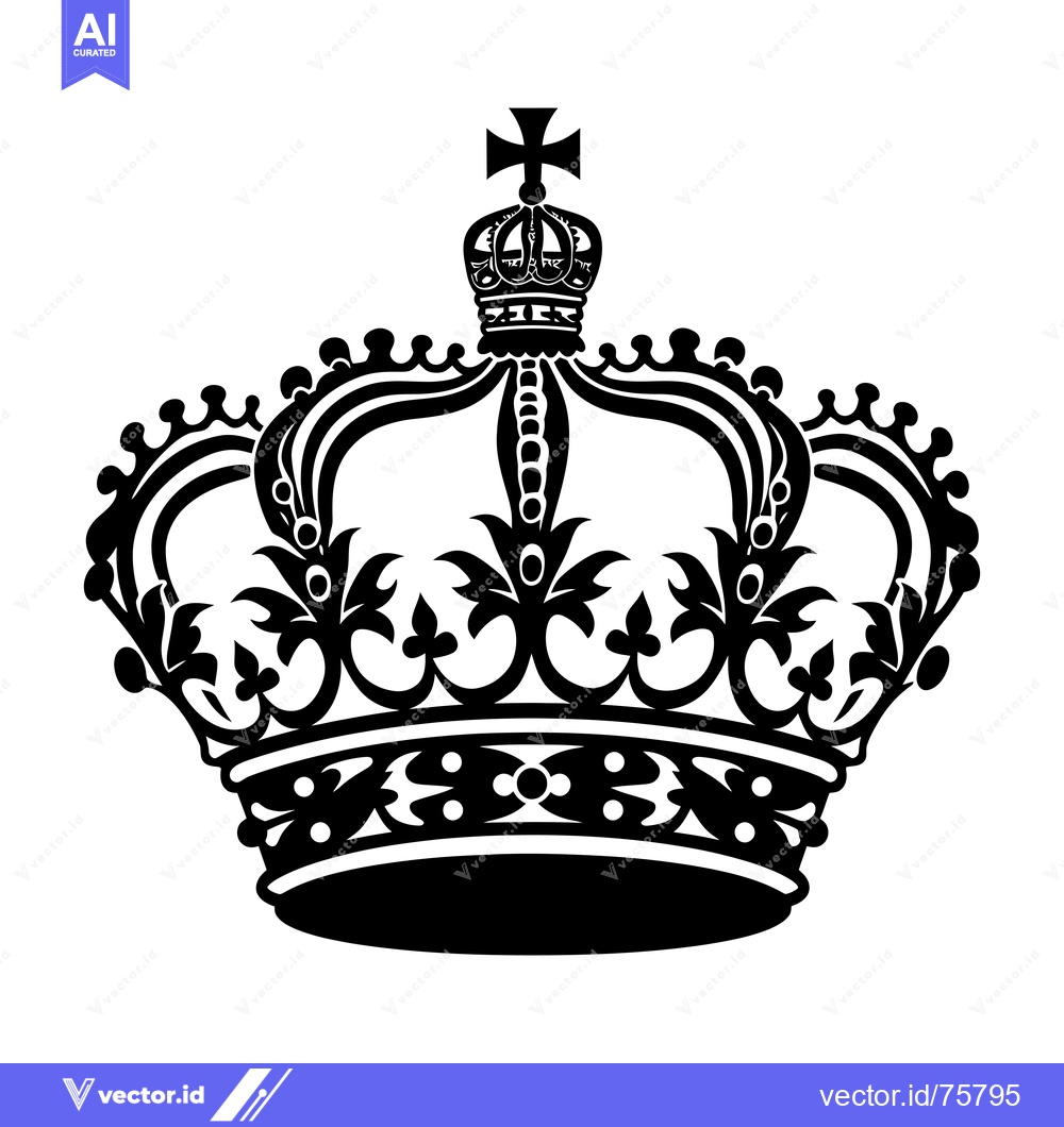 Premium Vector dari Ornate Black and White Crown with Cross Top