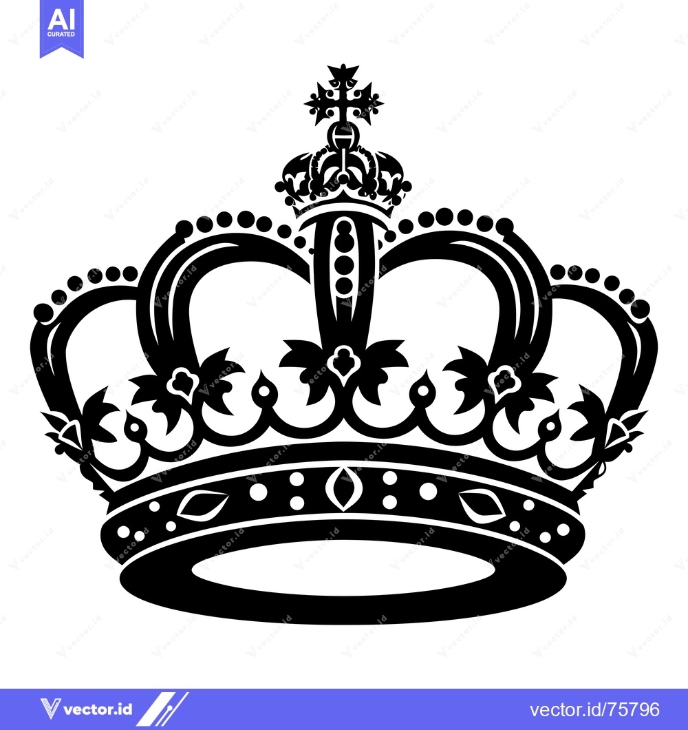 Premium Vector of Black and white silhouette of a royal crown with a cross on top