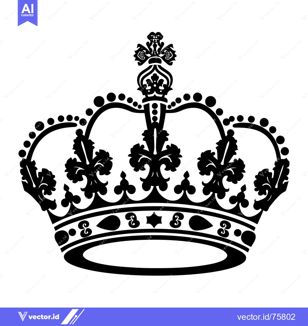 Premium Vector of Ornate Black and White Crown with Floral Details