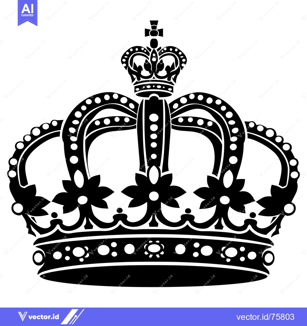 Premium Vector of Black and White Illustration of a King's Crown