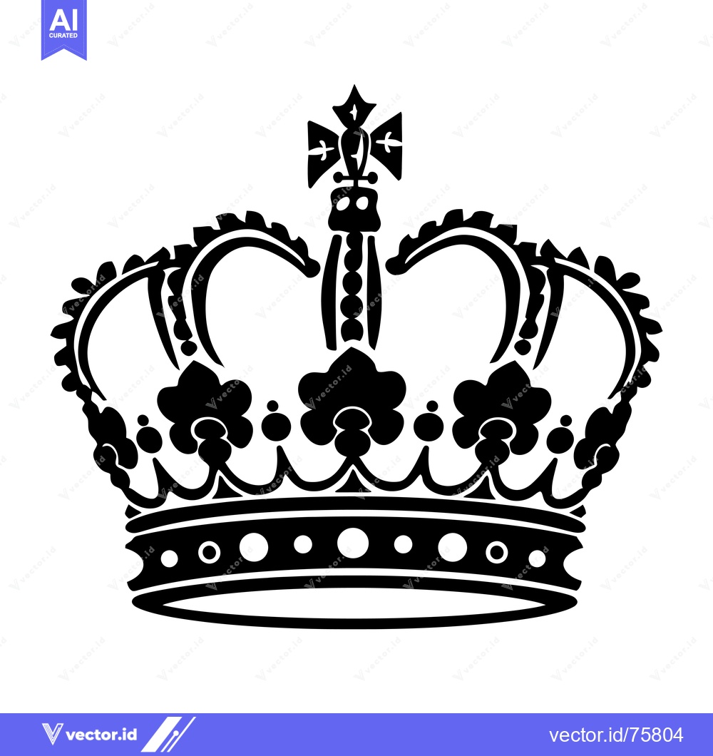 Premium Vector dari Black and White Illustration of a Crown