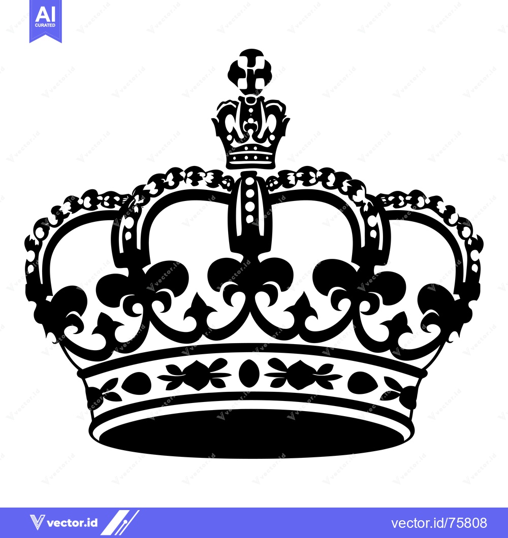 Premium Vector dari Ornate black and white crown with cross and chain detail