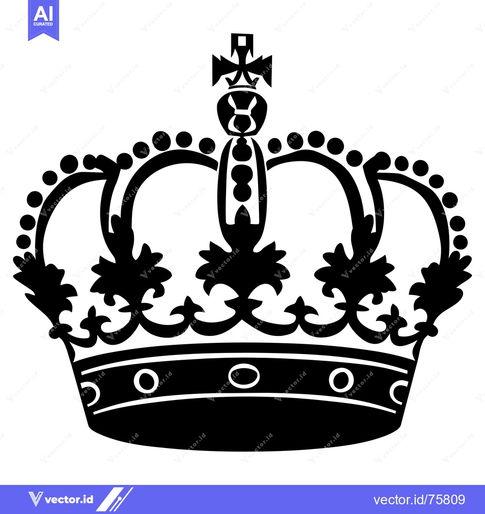 Premium Vector dari Black and White Illustration of a Royal Crown with Ornate Detail