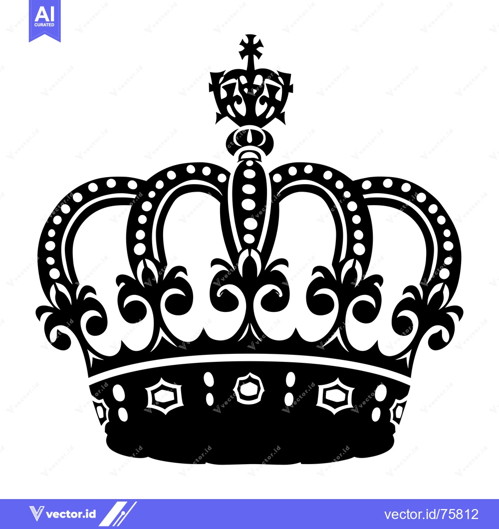Premium Vector dari A black and white silhouette of a royal crown with a cross on top