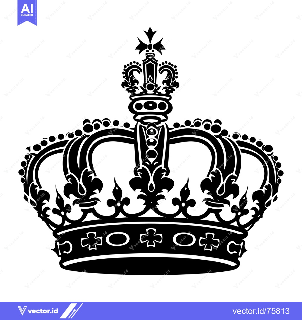 Premium Vector dari Ornate Black and White Royal Crown with a Pointed Top