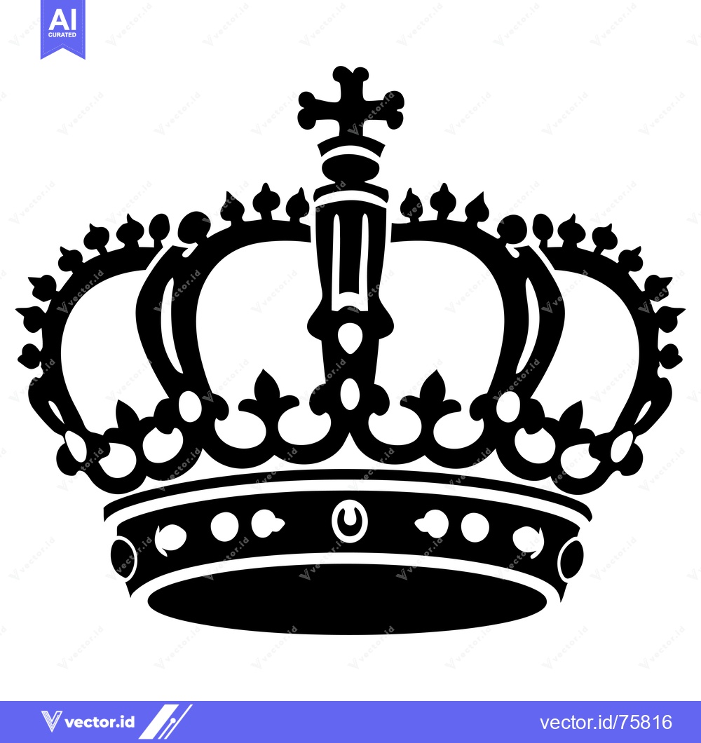 Premium Vector dari A Black and White Illustration of a Royal Crown