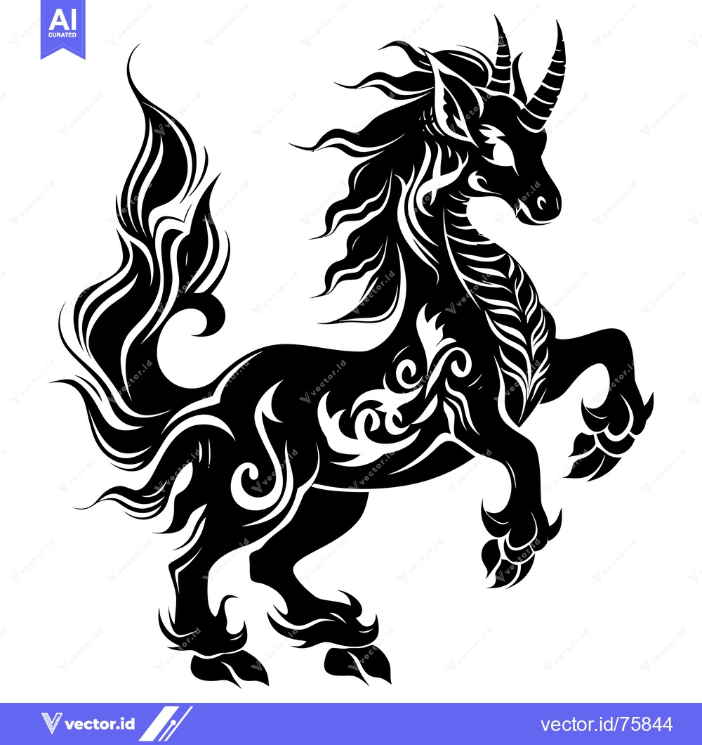 Premium Vector dari Black and White Ornamental Horse Design