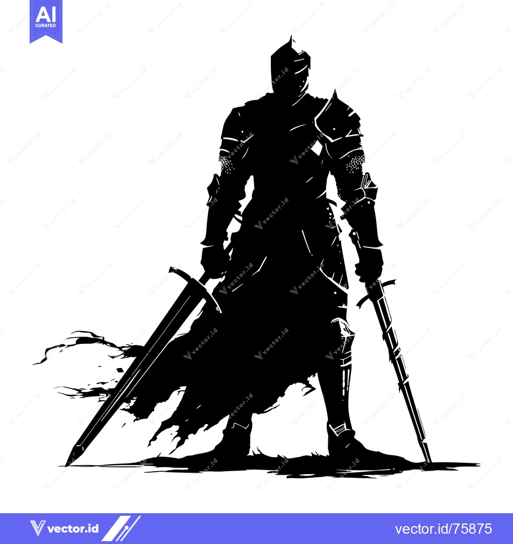 Premium Vector of Silhouette of a knight in full armor holding a sword