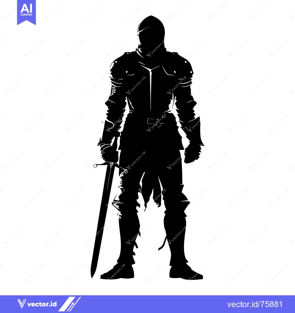 Premium Vector dari Silhouette of a medieval knight holding a sword