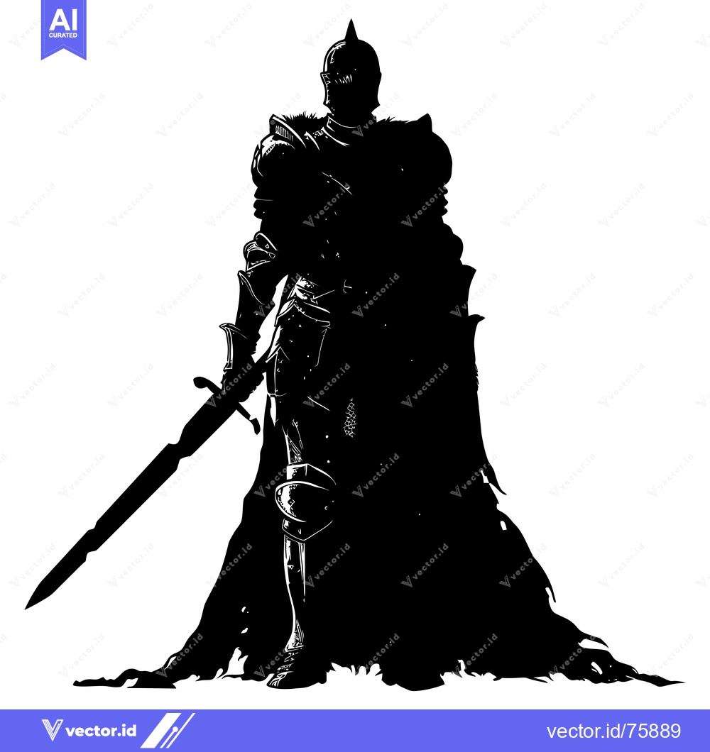 Premium Vector dari Silhouetted Knight with Sword and Cape
