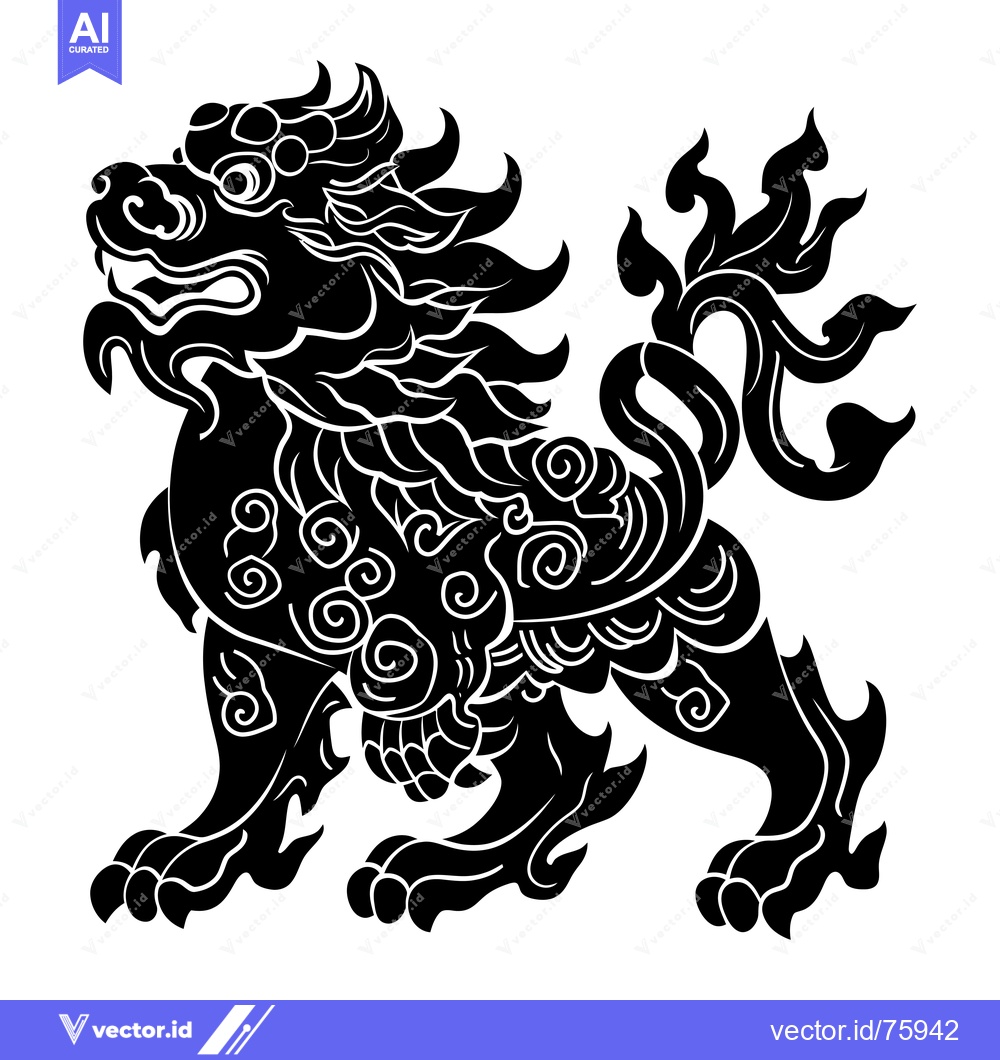 Premium Vector dari A Detailed Silhouette Illustration of a Chinese Guardian Lion