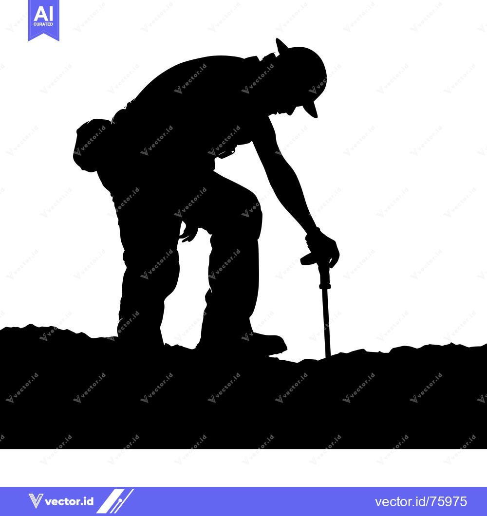Premium Vector of Silhouette of a construction worker drilling into the ground