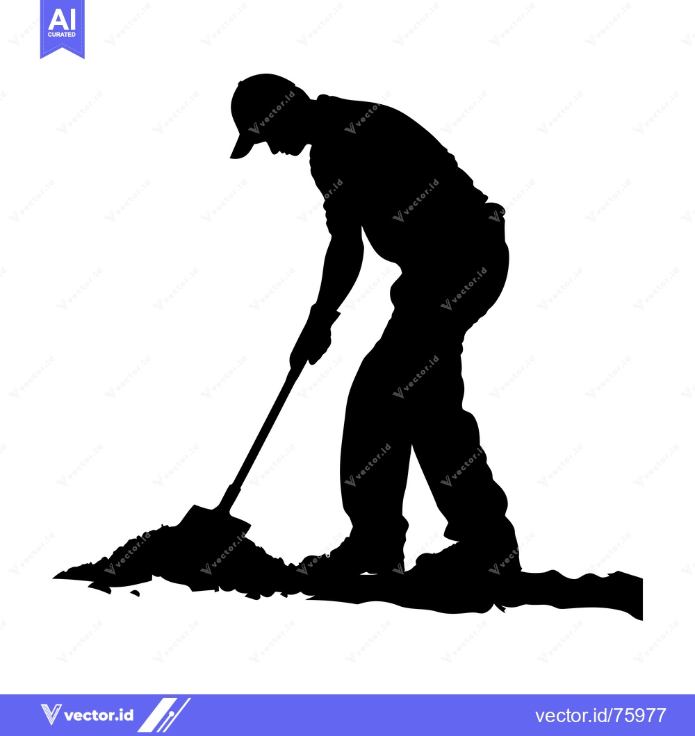 Premium Vector dari Silhouette of a Person Digging with a Shovel