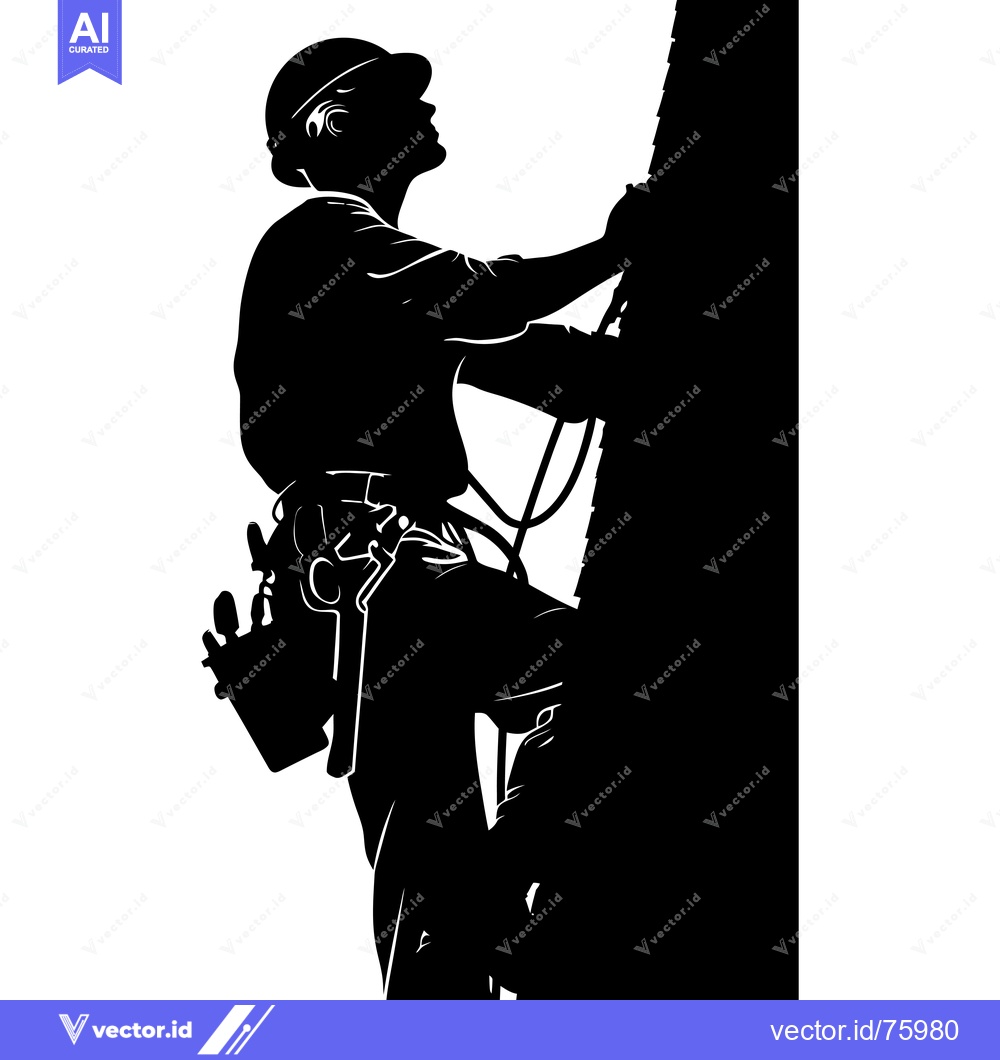 Premium Vector of Silhouette of a construction worker climbing a wall