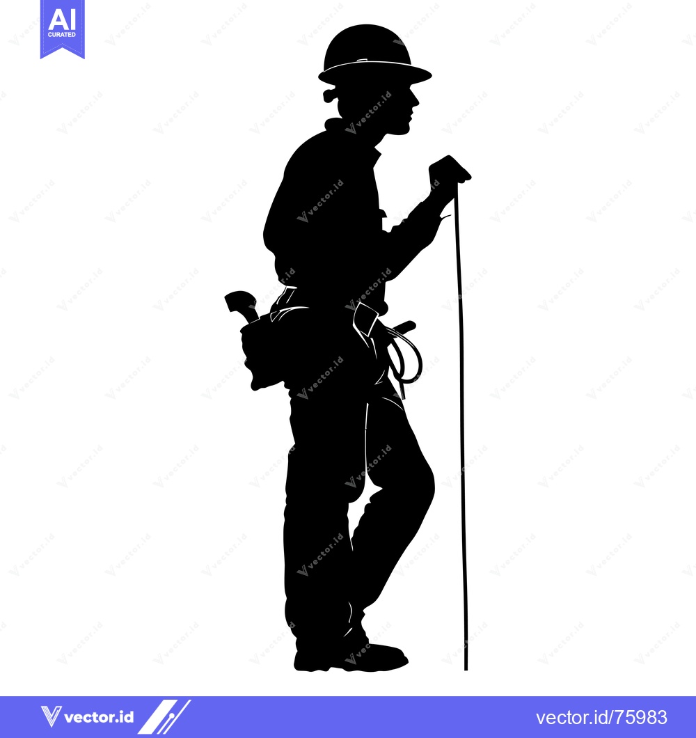 Premium Vector of Silhouette of a Construction Worker Holding a Level