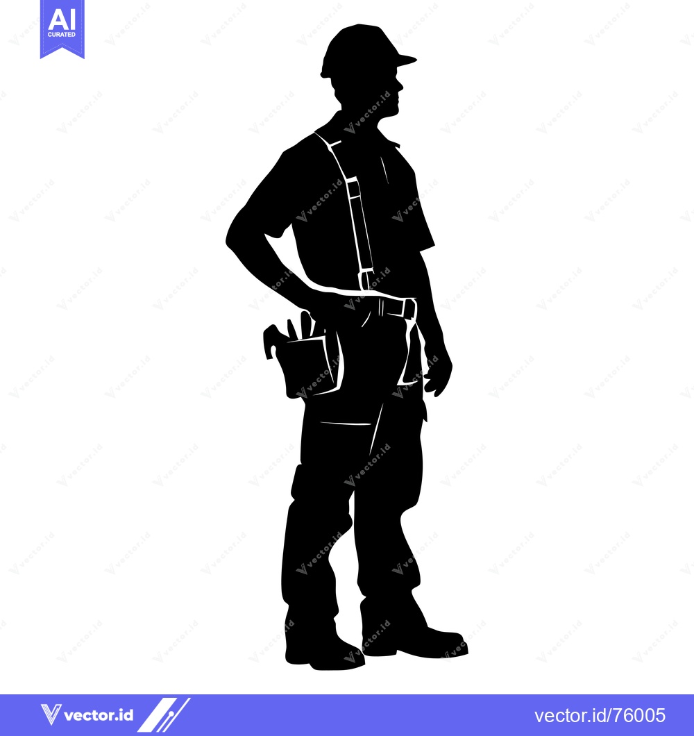 Premium Vector dari Silhouette of a Construction Worker with Tools