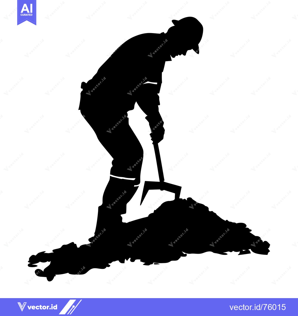Premium Vector dari Silhouette of a Man Digging in the Ground with a Shovel