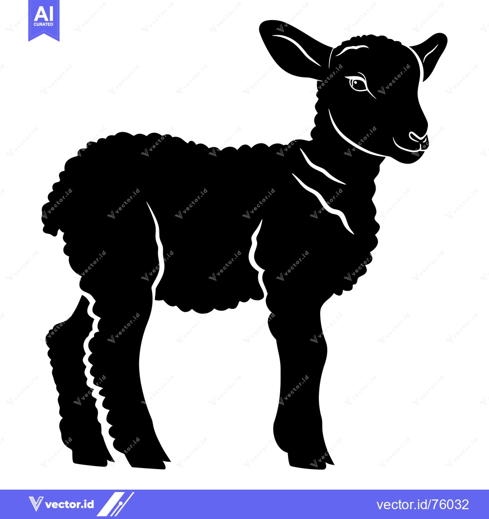 Premium Vector of Black and White Silhouette of a Lamb