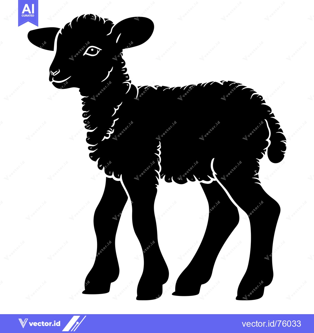 Premium Vector dari Black and White Silhouette of a Lamb Standing