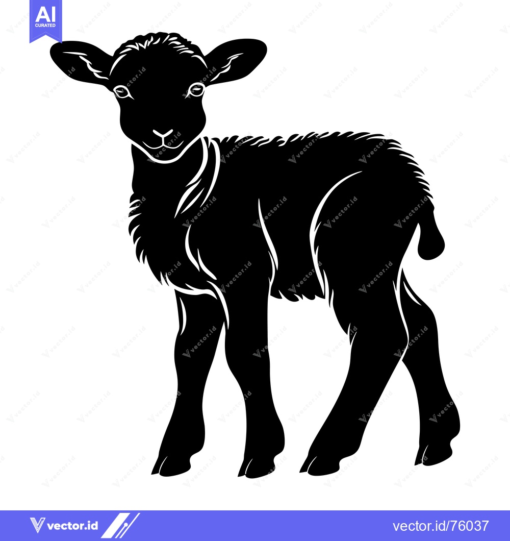 Premium Vector dari Black and White Silhouette of a Lamb