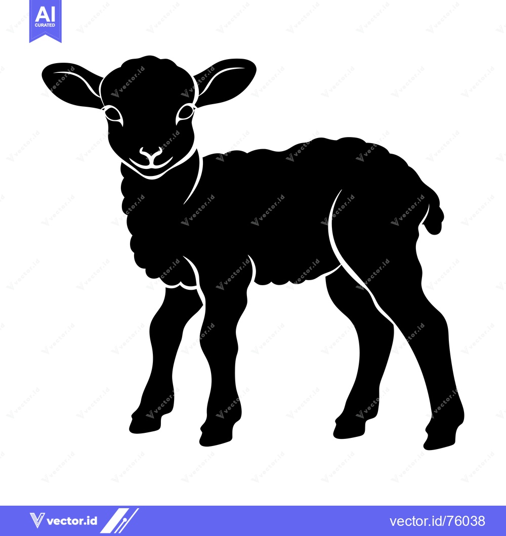 Premium Vector of Black and White Silhouette of a Lamb