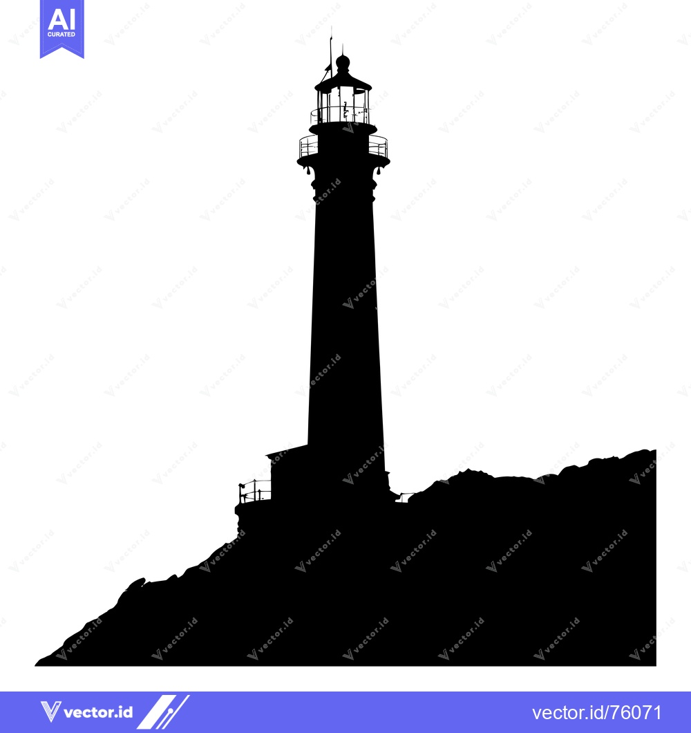 Premium Vector dari Silhouette of a Lighthouse on a Cliffside