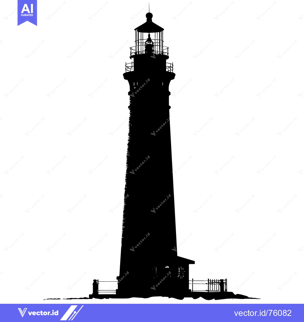 Premium Vector of Black and White Silhouette of a Lighthouse
