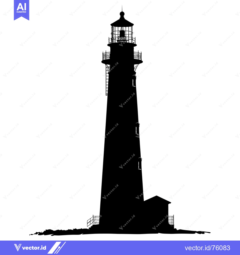 Premium Vector dari Black and White Silhouette of a Lighthouse with a Lantern