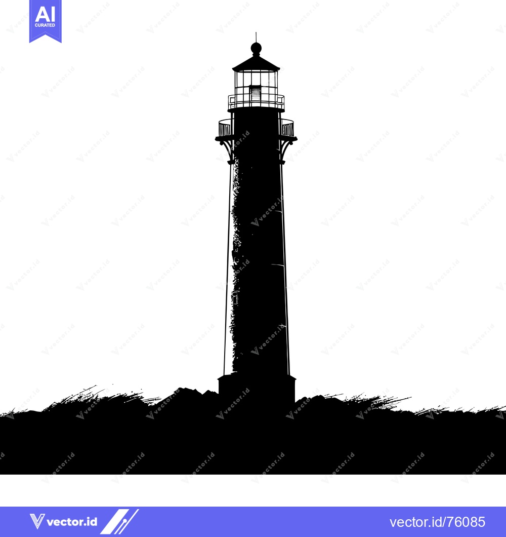 Premium Vector dari A Tall Silhouette of a Lighthouse with a White Background