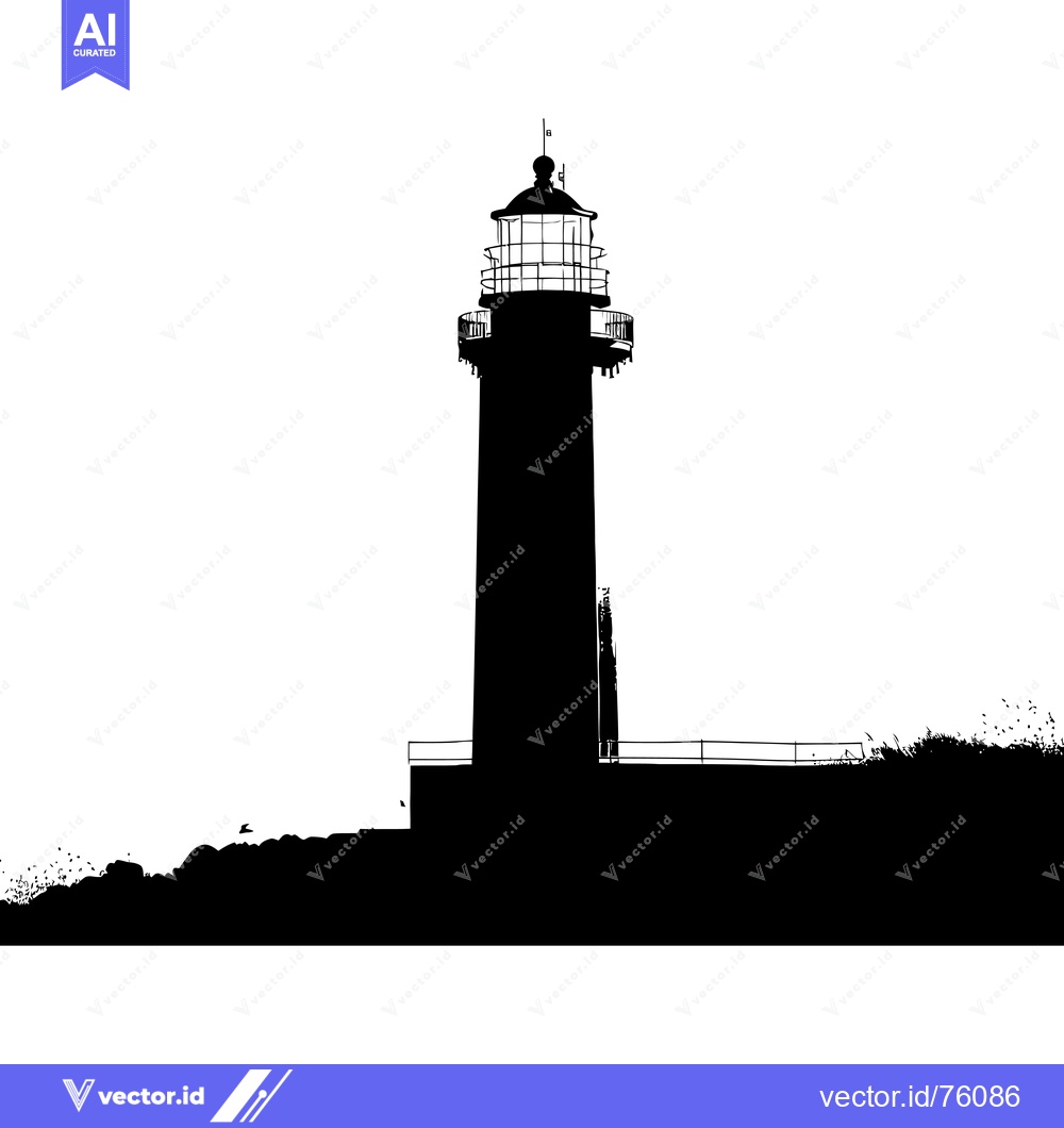 Premium Vector dari A Silhouette of a Lighthouse on a Coastline
