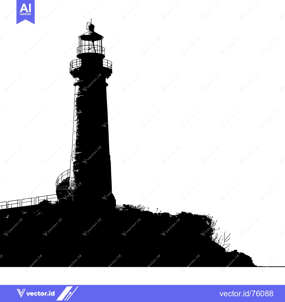 Premium Vector dari Silhouette of a Lighthouse on a Cliffside