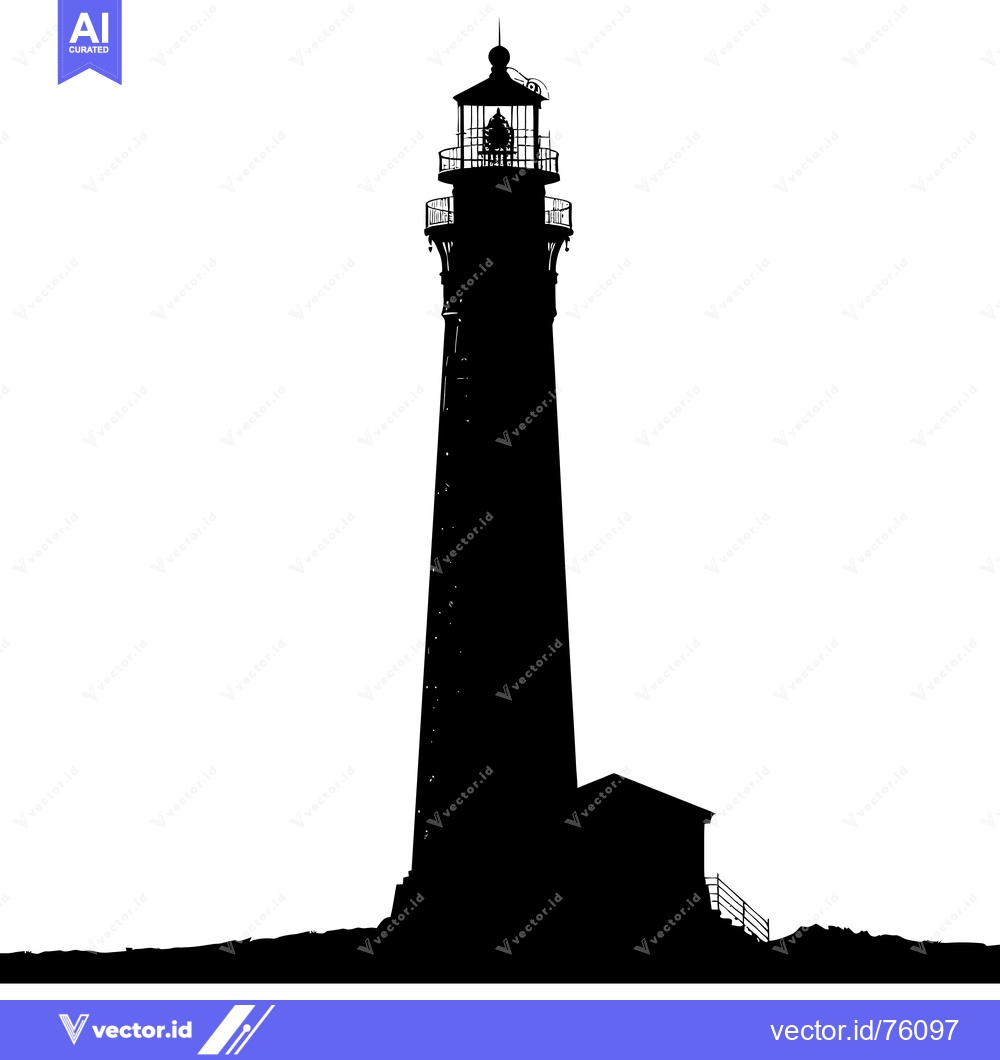 Premium Vector dari Black and White Silhouette of a Lighthouse on a Cliffside