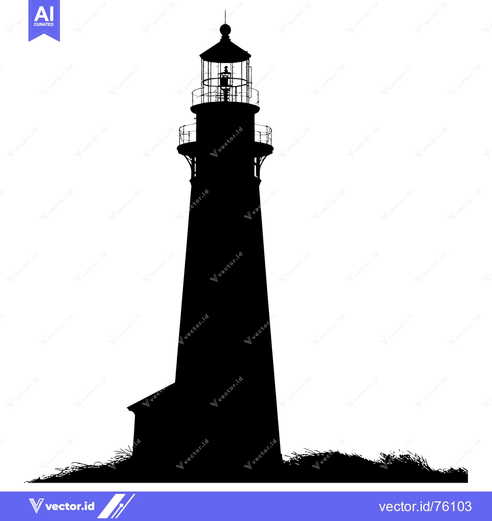 Premium Vector of Silhouette of a lighthouse with a white background